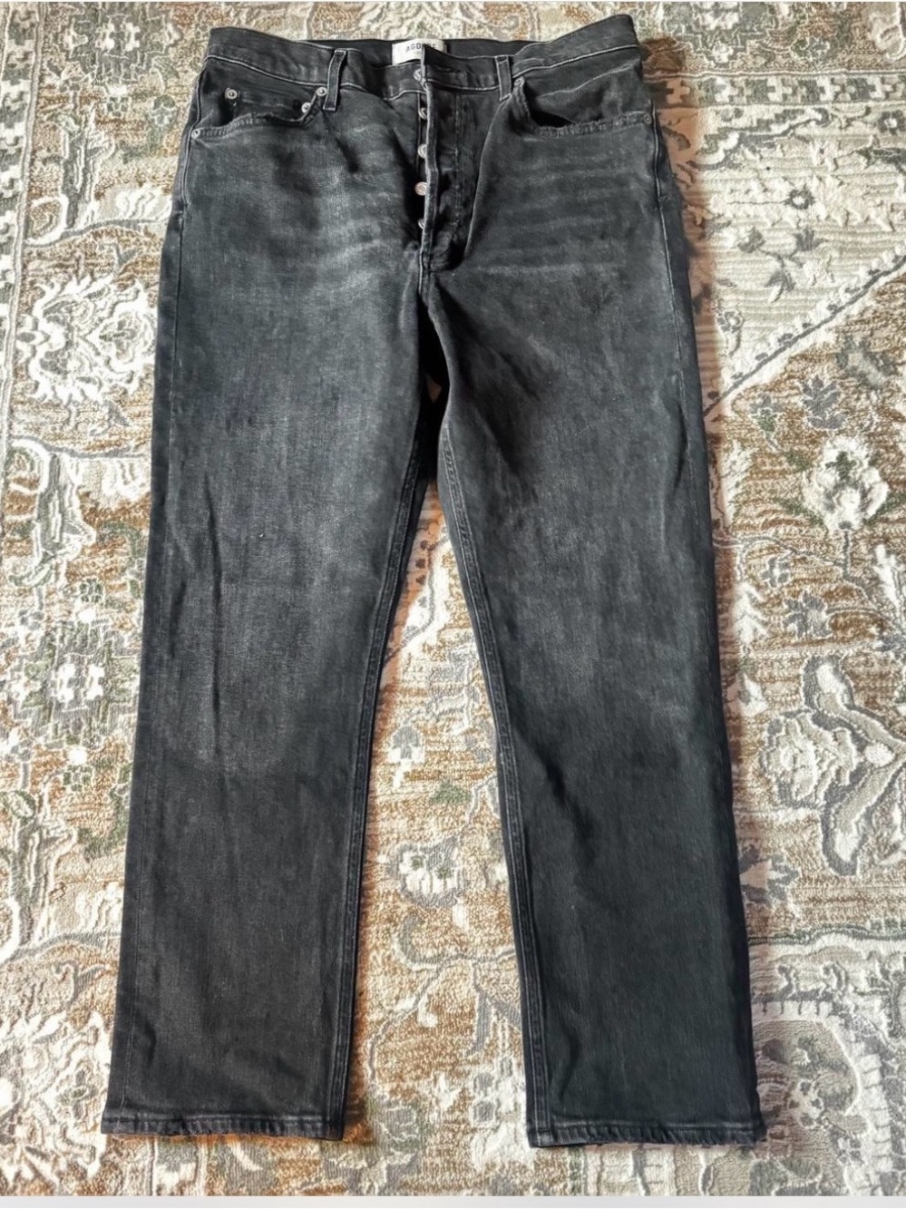 Agolde women s Black/ Gray Straight-Leg Jeans 31